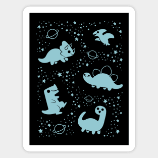 Cute Space Dinosaurs Blue Magnet